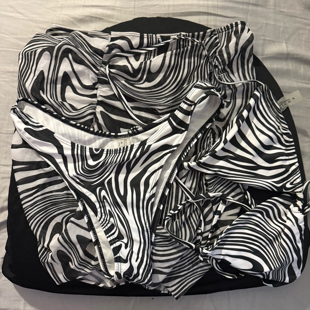 Black and White Swirl Bikini Set